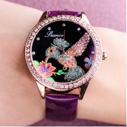 Часовник Prance Hummingbird Естествена кожа Purple 219