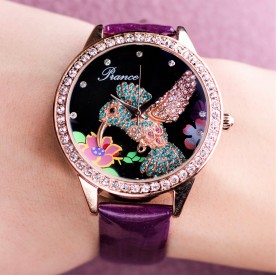 Часовник Prance Hummingbird Естествена кожа Purple