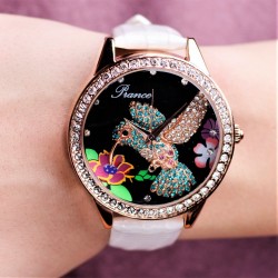 Часовник Prance Hummingbird Естествена кожа White 219