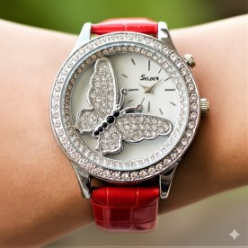 Дамски часовник Selden Butterfly Red