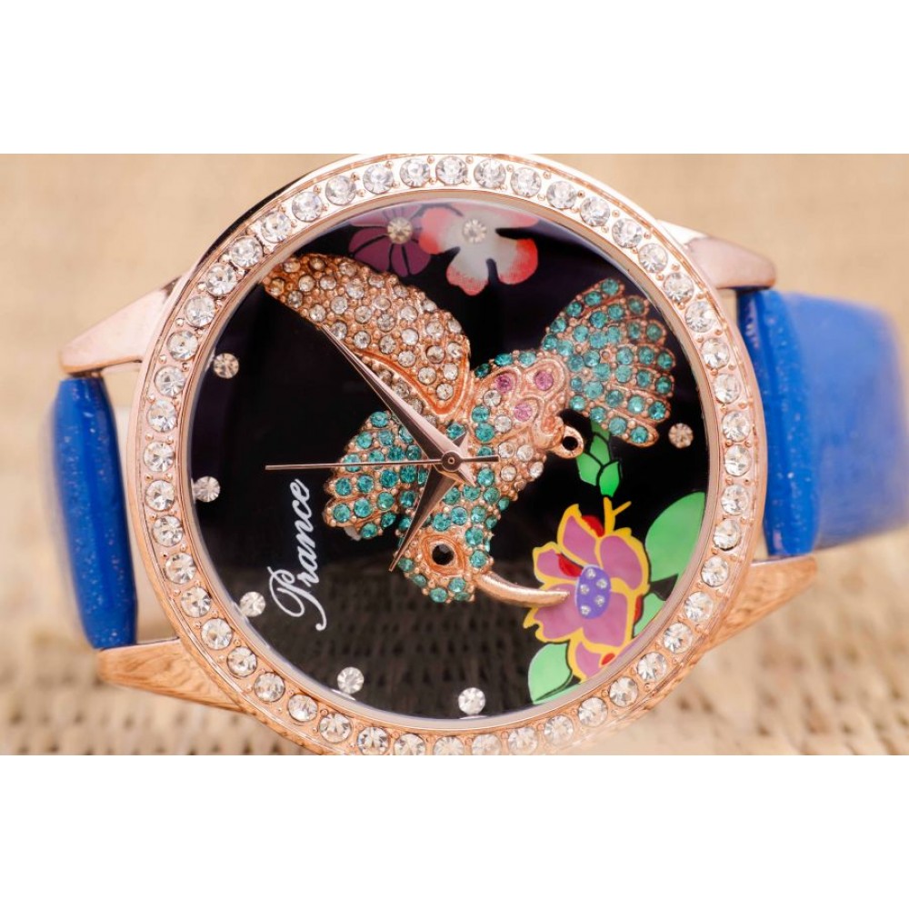 Часовник Prance Hummingbird Естествена кожа Blue