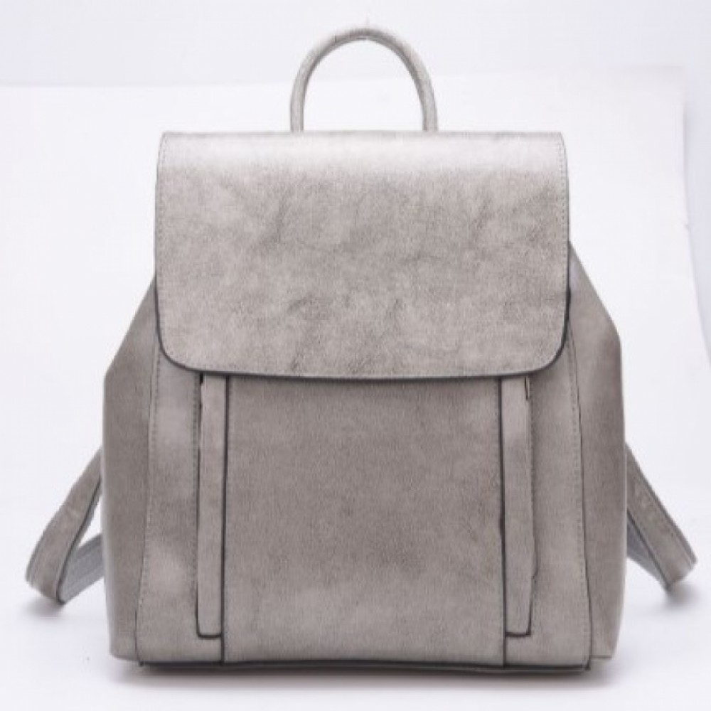 Rucsac dama, de tip geanta B819, Piele naturala, Gri