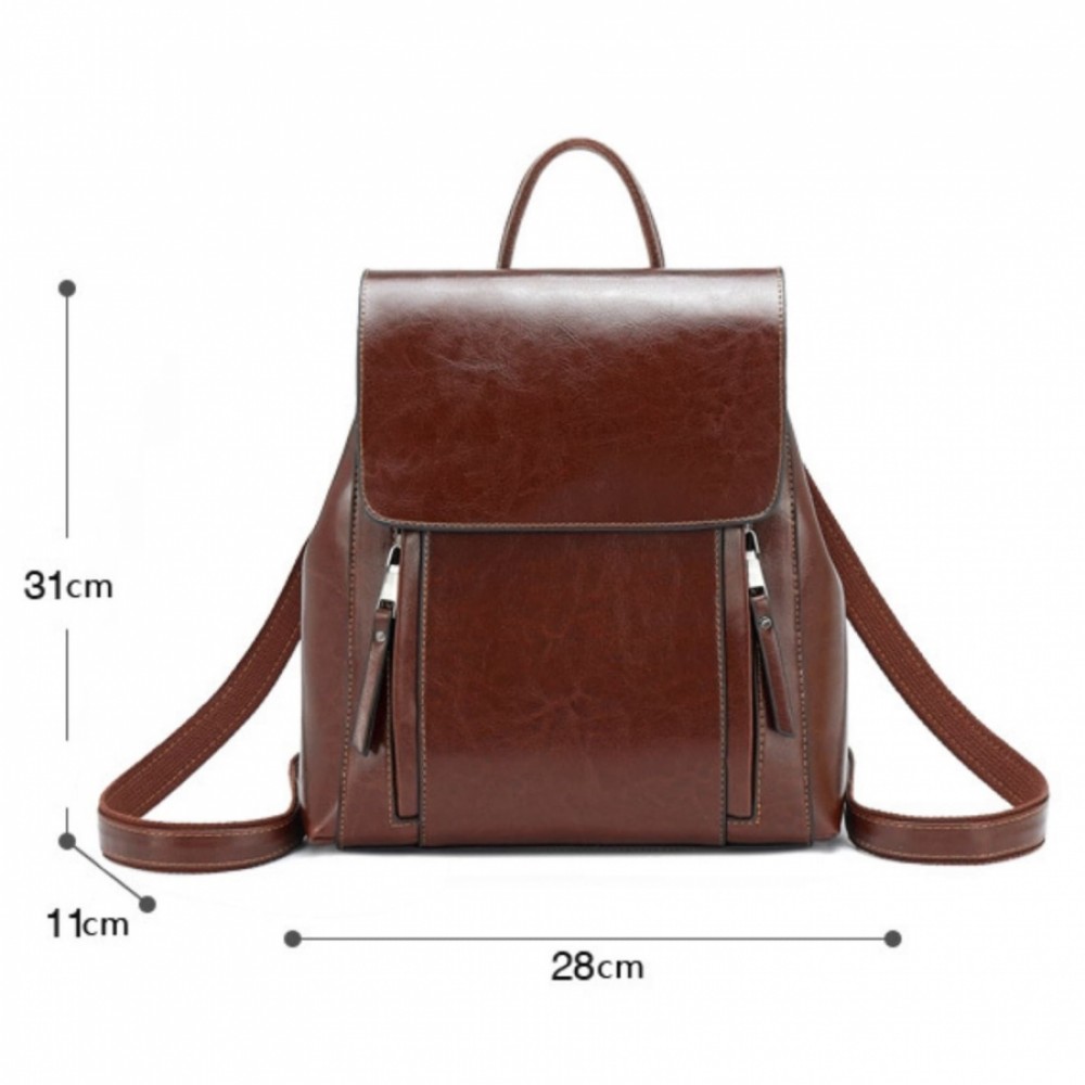 Rucsac dama, de tip geanta B819, Piele naturala, Gri