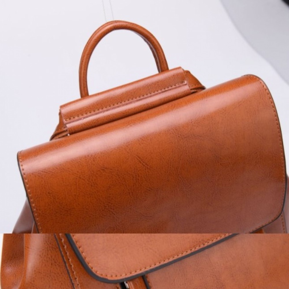 Rucsac dama, de tip geanta B819, Piele naturala, Мaro camel