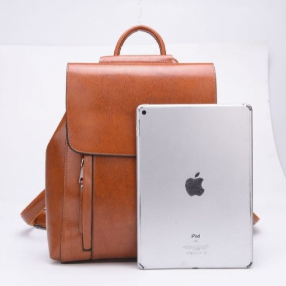 Rucsac dama, de tip geanta B819, Piele naturala, Мaro camel