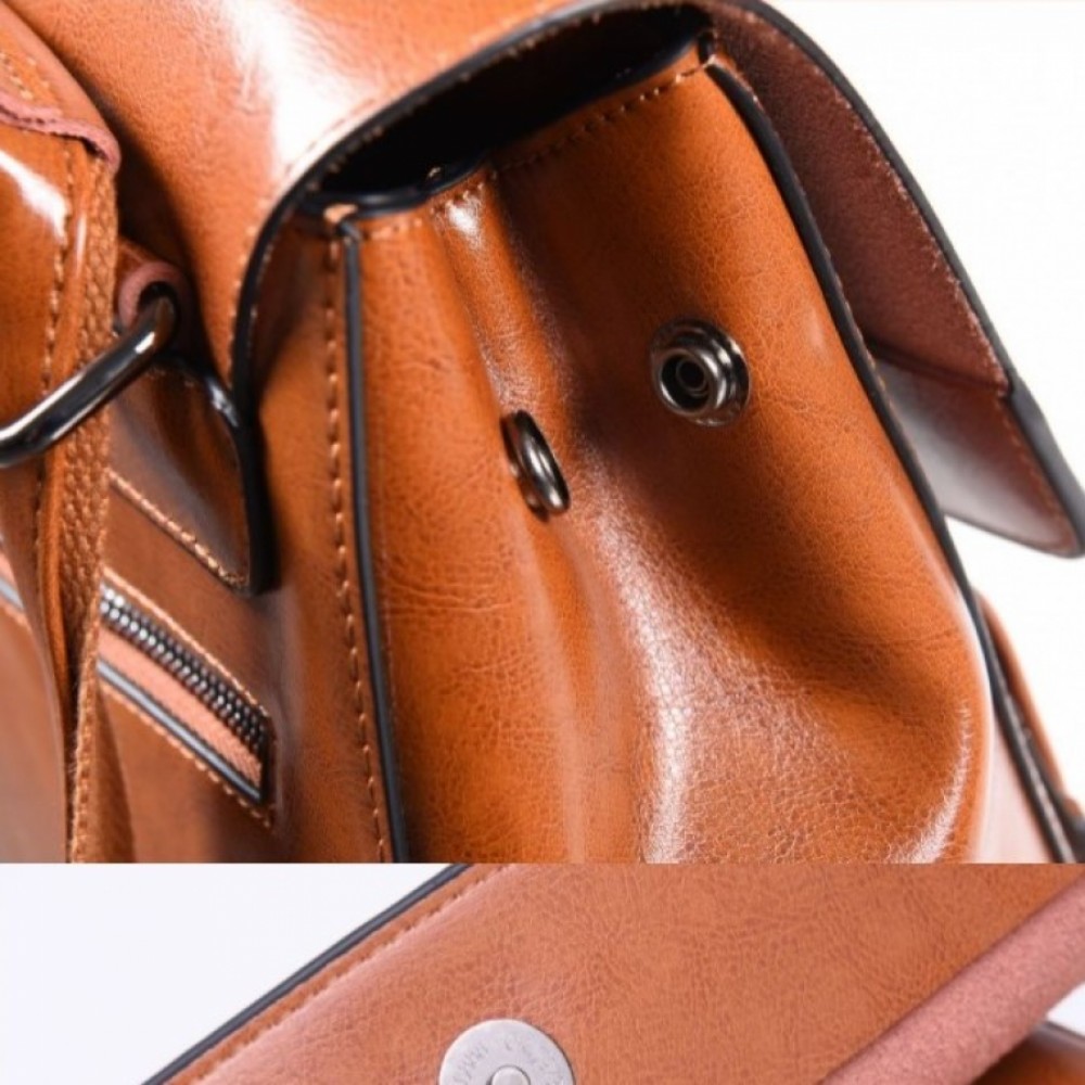 Rucsac dama, de tip geanta B819, Piele naturala, Мaro camel