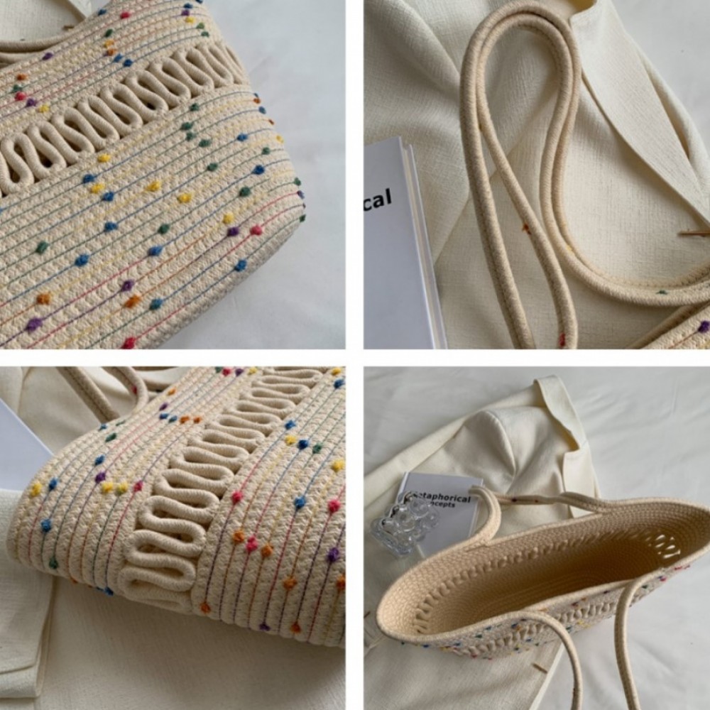 Плетена чанта тип "кошница" Beige
