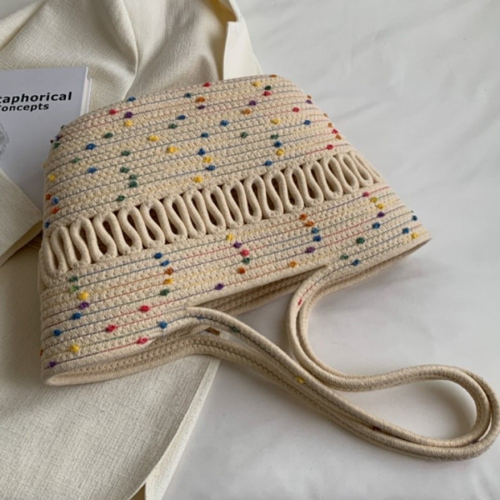 Плетена чанта тип "кошница" Beige