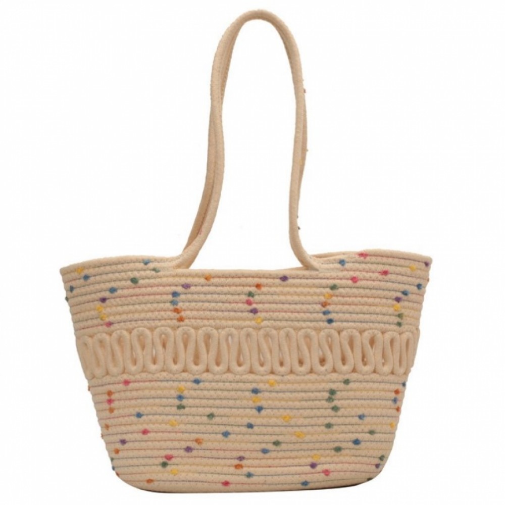 Плетена чанта тип "кошница" Beige