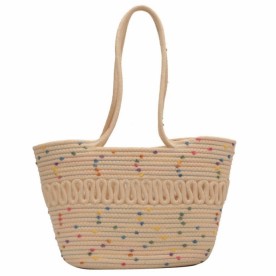 Плетена чанта тип "кошница" Beige