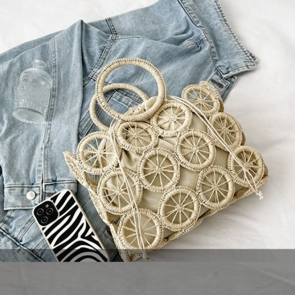 Плетена чанта Lemons Beige