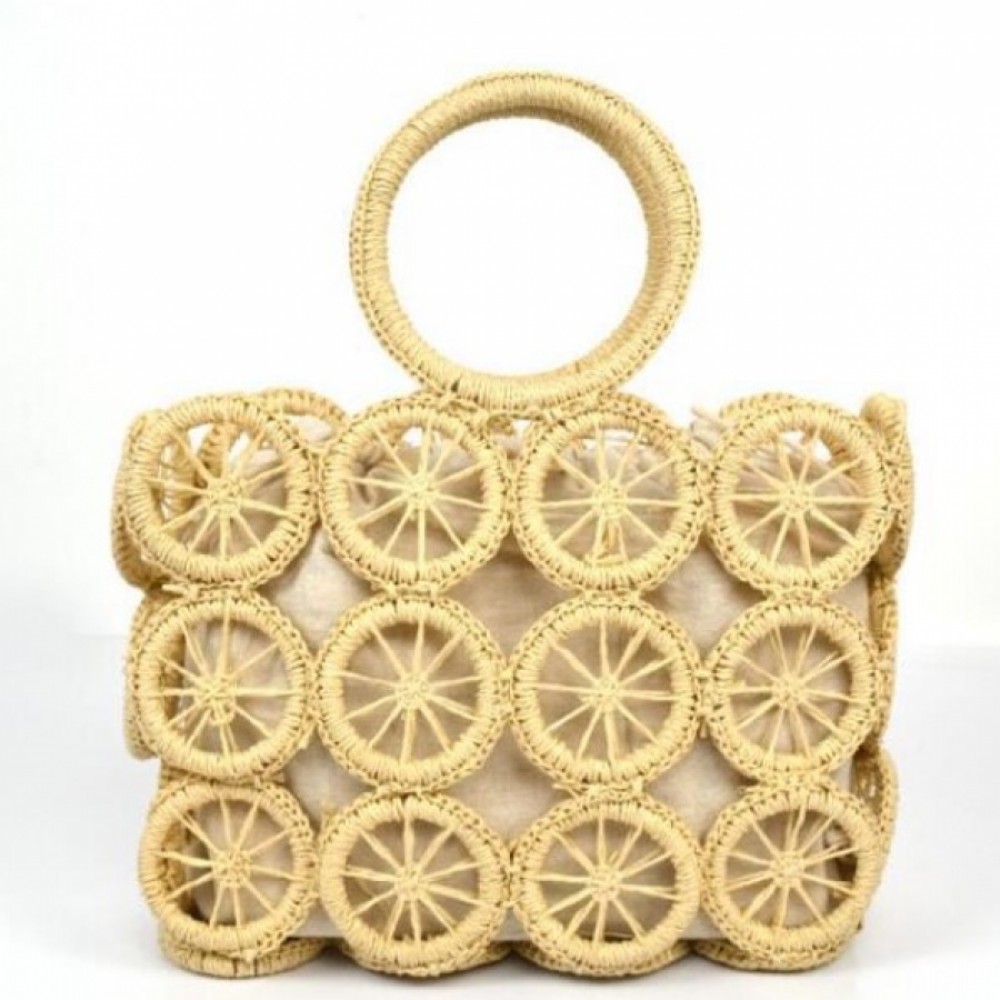 Плетена чанта Lemons Beige
