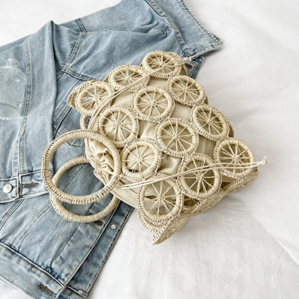 Плетена чанта Lemons Beige