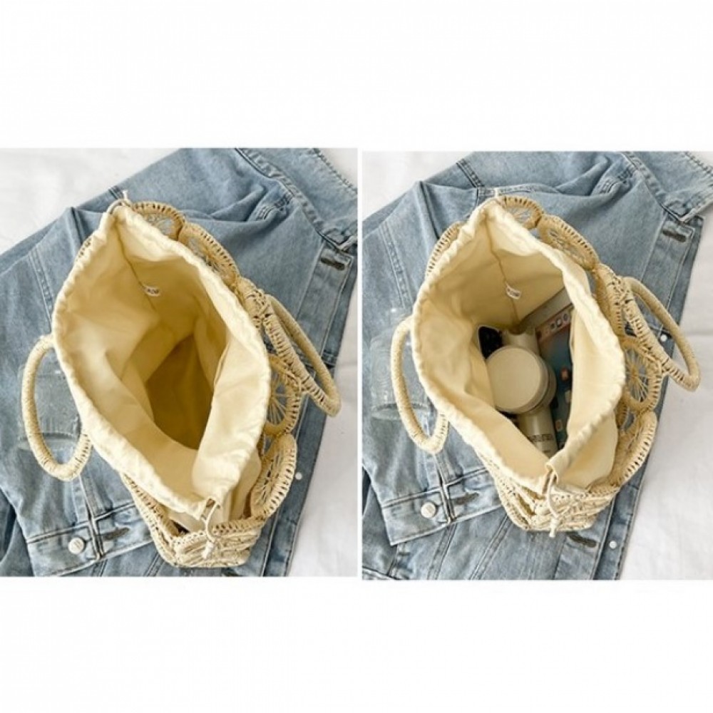 Плетена чанта Lemons Beige