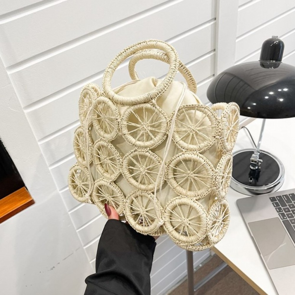 Плетена чанта Lemons Beige