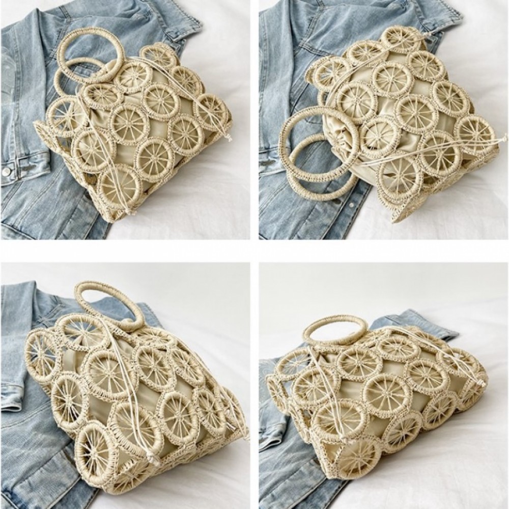 Плетена чанта Lemons Beige