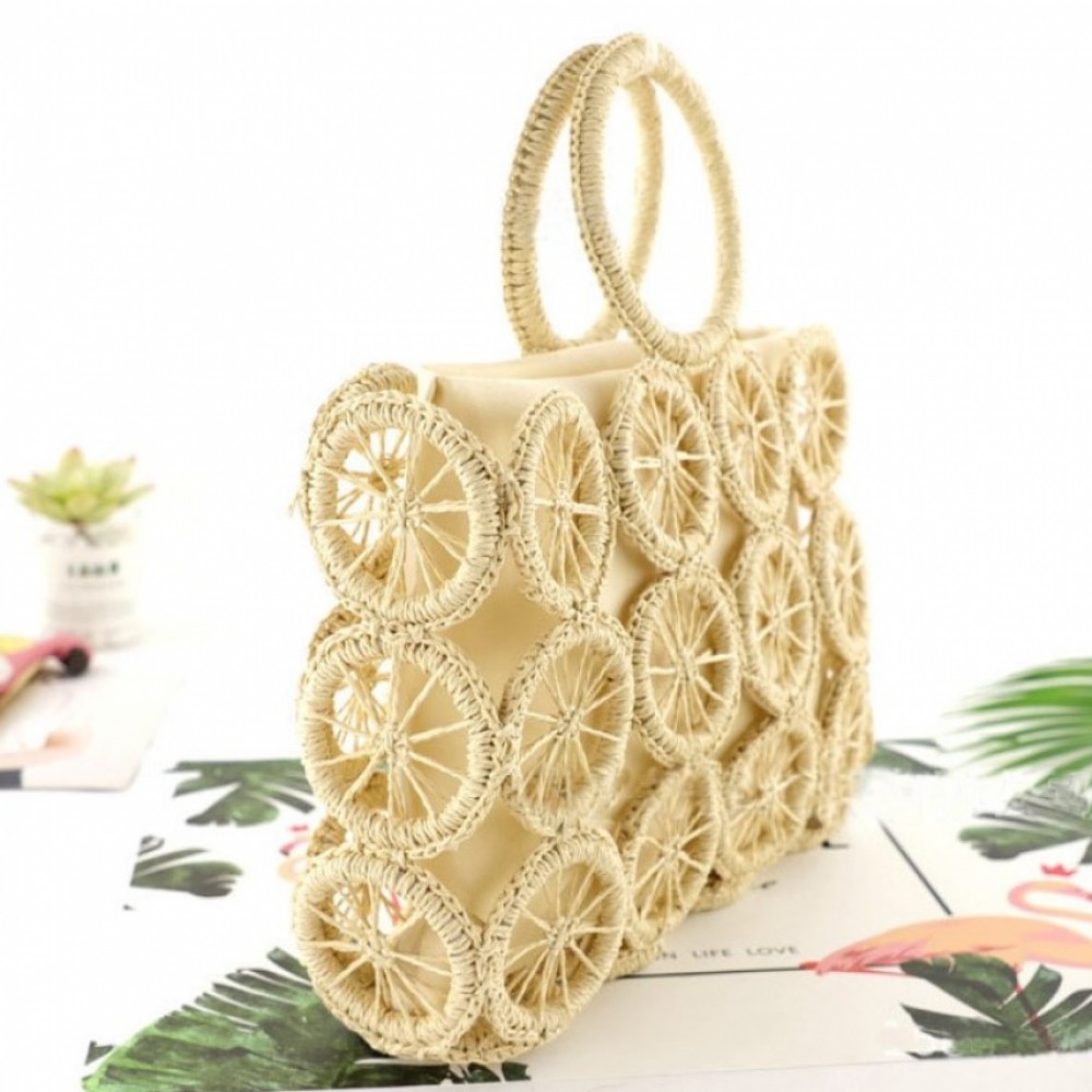 Плетена чанта Lemons Beige