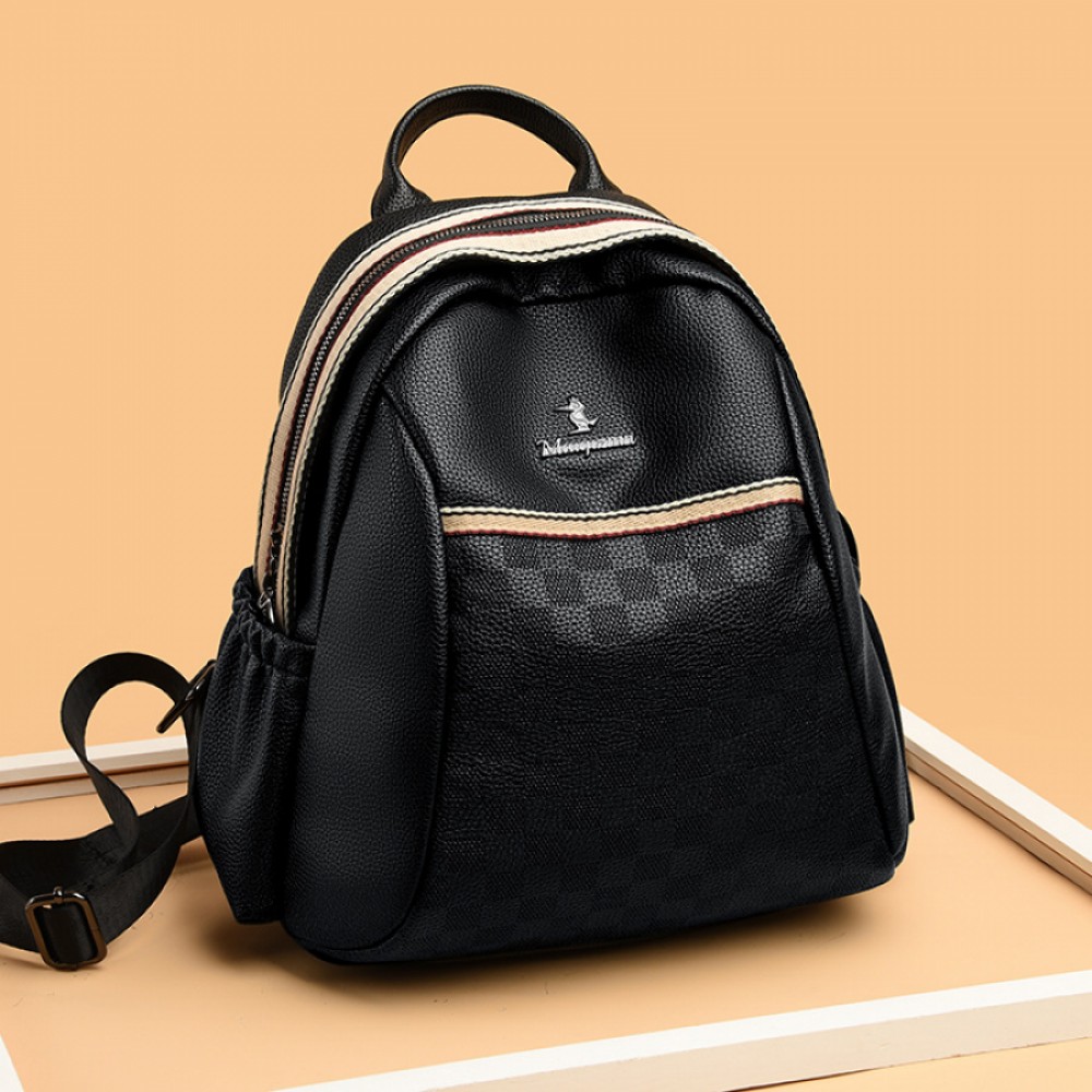 Rucsac dama B1114, Piele ecologica, Negru