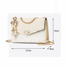 Малка дамска чанта Beige Sparkle