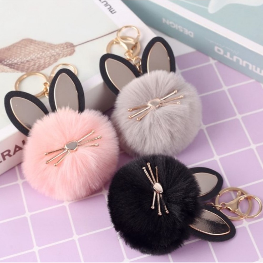 Puf accesoriu pentru geanta-rucsacul Gold Rabbit Pink