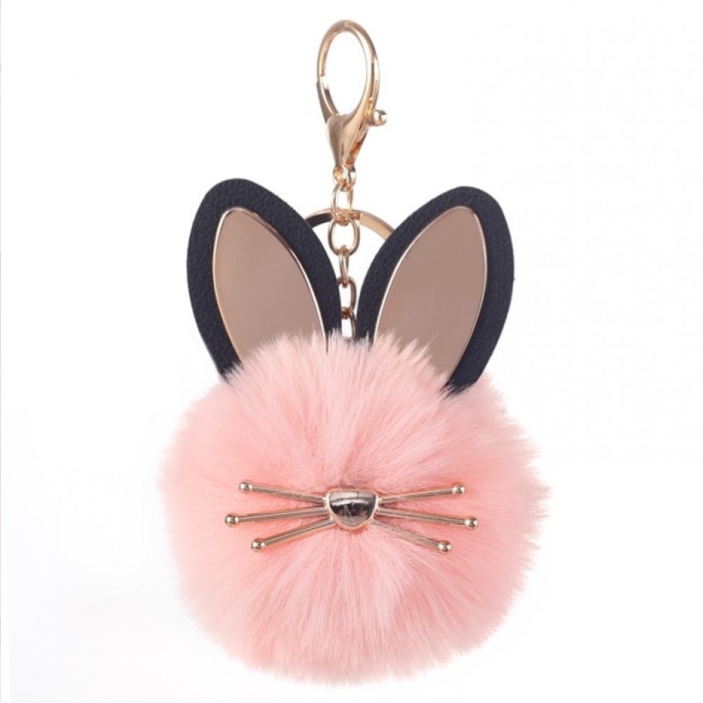 Puf accesoriu pentru geanta-rucsacul Gold Rabbit Pink