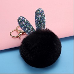 Puf accesoriu pentru geanta/rucsac Rabbit ears  Black a105_1