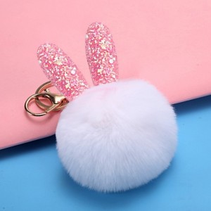Puf accesoriu pentru geanta/rucsac Rabbit ears White