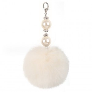 Accesoriu agățat puf pentru geantă sau rucsac White