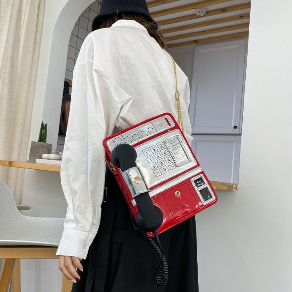 Чанта с работеща ретро слушалка Red Phone ] - b1347_3