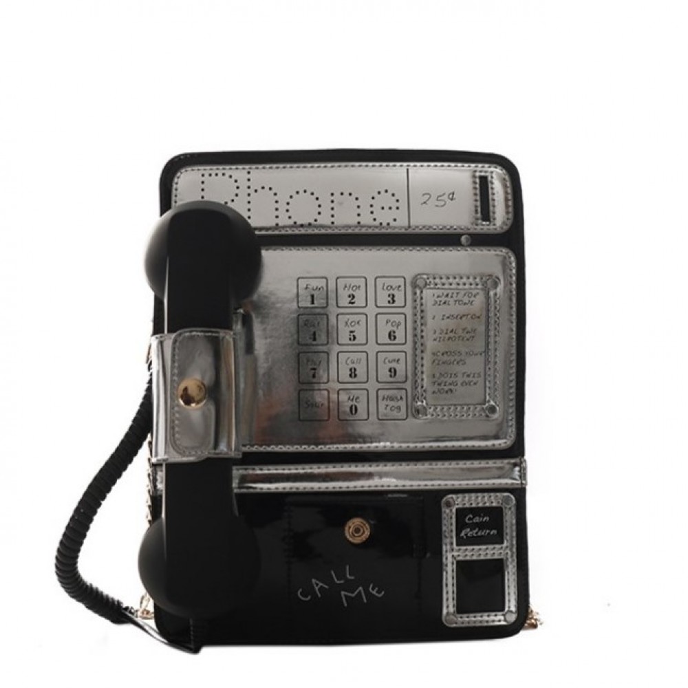 Чанта с работеща ретро слушалка Black Phone ] - b1197_1