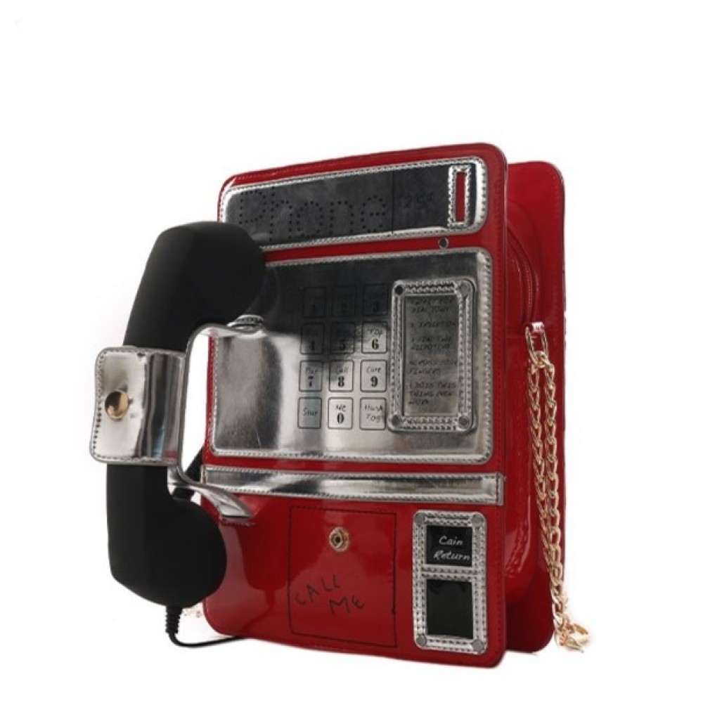 Чанта с работеща ретро слушалка Red Phone ] - b1347_3