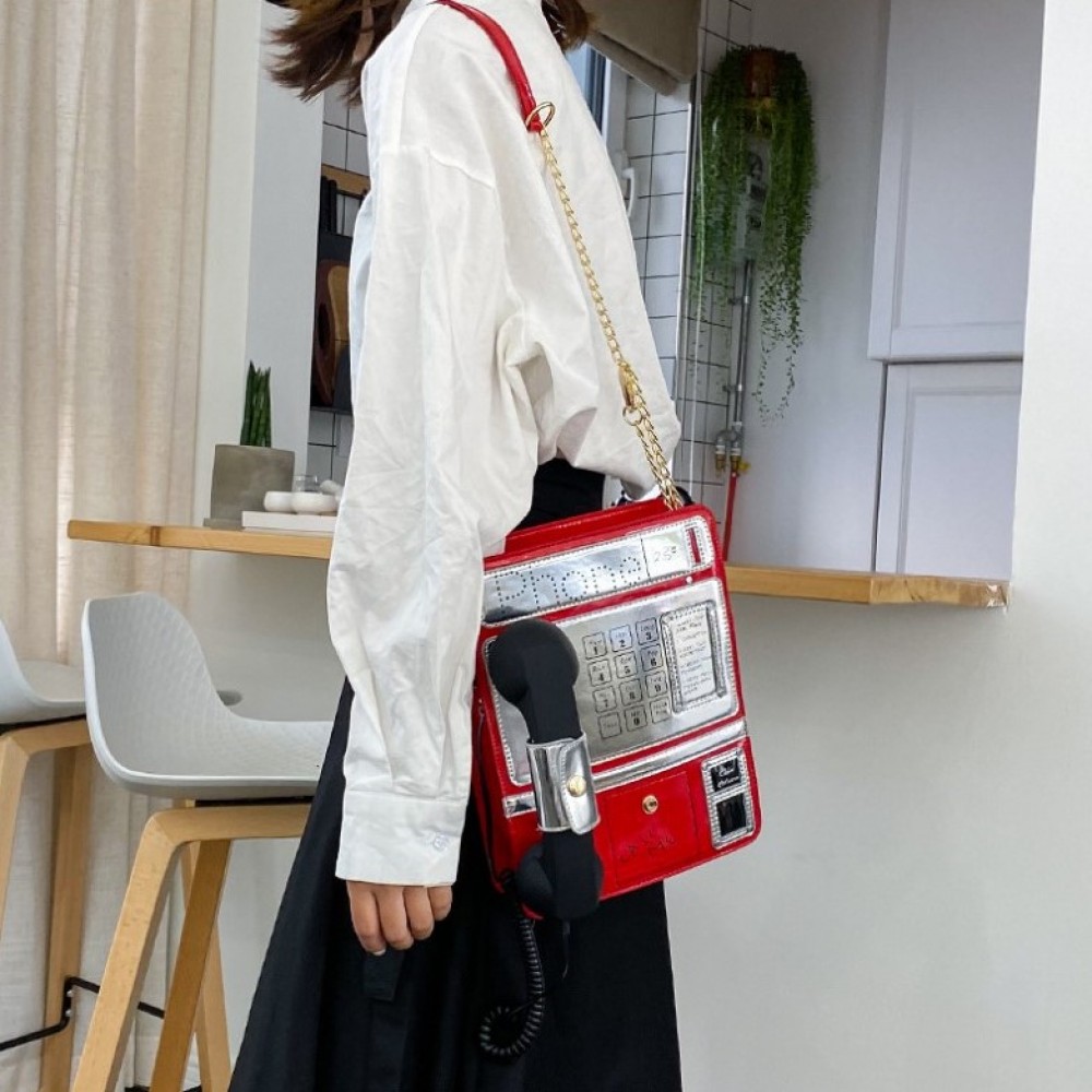 Чанта с работеща ретро слушалка Red Phone ] - b1347_3