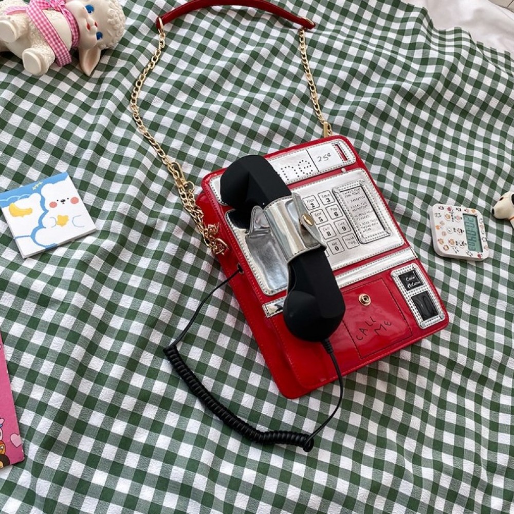 Чанта с работеща ретро слушалка Red Phone ] - b1347_3
