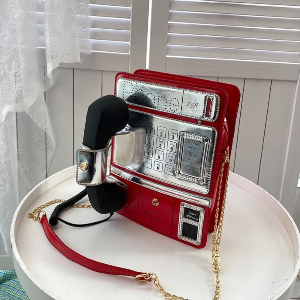 Чанта с работеща ретро слушалка Red Phone ] - b1347_3