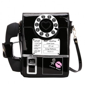 Чанта с работеща ретро слушалка Black Love Phone