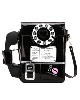 Чанта с работеща ретро слушалка Black Love Phone