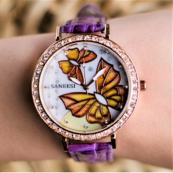 Дамски часовник Saneesi Butterfly Purple 203