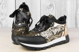A picture of Дамски обувки с двуцветни пайети Черно/Златисто