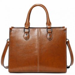 Additional picture of Дамска чанта Естествена кожа Brown 1001