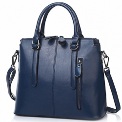 Additional picture of Дамска чанта Естествена кожа Blue 1002