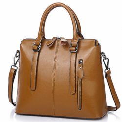 Additional picture of Дамска чанта Естествена кожа Brown 1002